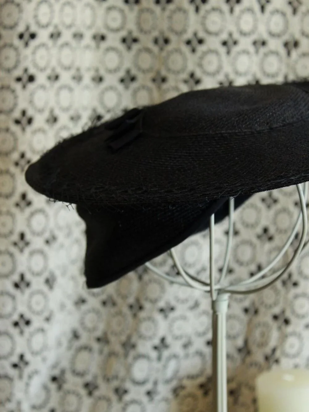 Vintage 1940s 1950s Hat, Blue Straw with Grosgrain Ribbon Trim, Union Made Cartw